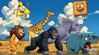 Thumbnail: Safari Animals Sounds Song | Fantasy Safari Animals | Learn Geometry Shapes with wild Animals