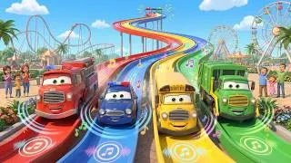 Thumbnail: 🎢 Fun Amusement Park Rides with Car Friends! | Fire Truck, Police Car & School Bus Garbage Truck