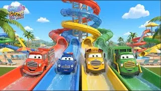 Thumbnail: Learn Colors with Transforming Cars at the Water Park! 🌊 Red, Blue, Yellow, Green | Kids Cartoon