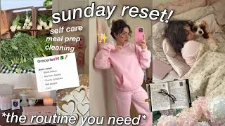 Thumbnail: the ULTIMATE SUNDAY RESET 🌷🐇self care, grocery restock, meal prep, deep cleaning🫧