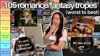 Thumbnail: Tier ranking 105 popular romance/fantasy book tropes from worst to best! *in my opinion lol*