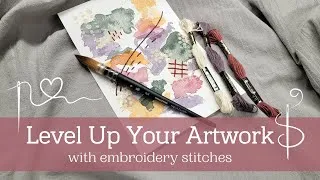 Thumbnail: Level Up Your Art: How to Stitch on Watercolor Abstract Painting with Mixed Media Embellishments