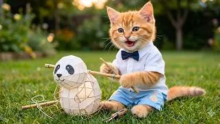 Thumbnail: Amazing Lantern Festival! Ginger Kitten Makes Cute Panda and Rabbit Lanterns from Bamboo! 🐱🏮🐼🐰