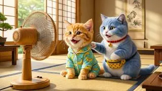 Thumbnail: 45°C Heatwave! Ginger Kitten and His Friend Fix a Broken Air Cooler to Beat the Heat! 🥵🐱💨