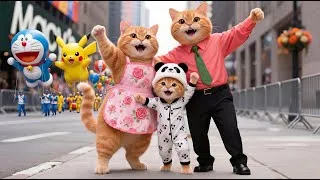 Thumbnail: Ginger Discovers Fun Thanksgiving Activities with Mama Cat and Papa Cat 🐾🦃✨ | Funny Cat Videos