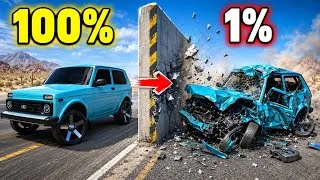Thumbnail: 100% vs 1% - SOVIET CARS vs 10 Ramps - Survival Chance 😱 BeamNG.Drive