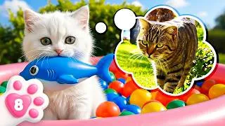 Thumbnail: Kitten Kefir wants to play with his toys, but another cat is being unfriendly.