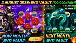 Thumbnail: NEXT EVO VAULT KYA AYEGA| FREE FIRE 2 AUGUST 2026 EVO VAULT| KAUN SA EVO GUN AYEGA EVO VAULT AUG FF