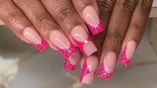 Thumbnail: Valentine Day Nail Inspo | Gel-X Nails | Full Set Of Gel-X Nails | Square Nails | V-Day Nails 
