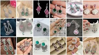 Thumbnail: Fabulous stylish party wear heavy silver earring collection 