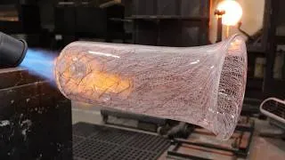 Thumbnail: Making A Large Merletto Vase Out Of Molten Glass - Narrated Glassblowing Demonstration