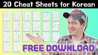 Thumbnail: I created 20 (FREE) CHEAT SHEETS for mastering Korean
