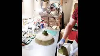 Thumbnail: Salvaged vintage green industrial lights