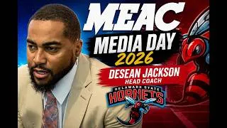 Thumbnail: MEAC Media Day: Del State coach DeSean Jackson talks Nipsey Hussle, Jalen Hurts, coaching vs Vick