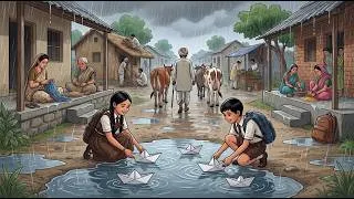 Thumbnail: 90s Rainy School Days Memories ❤️ | Woh Bachpan Hamesha Yaad Ata Hai | Ghibli Style Nostalgia