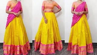 Thumbnail: Convert Saree into Beautiful Lehenga Cutting and Stitching Tutorial | Crop Top Lehenga Stitching 