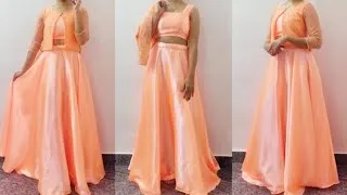 Thumbnail: Umbrella cut Lehenga with Trendy Jacket Cutting and Stitching || Crop Top Lehenga Stitching Tutorial
