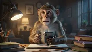 Thumbnail:  🐵 WHO GAVE HIM A PHONE?#CuteMonkey#AIVideo#FunnyMonkey#Shorts#AnimalVideo #SmartMonkey#AIAnimation 