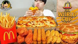 Thumbnail: ASMR MUKBANG 맥도날드 양념 치킨먹방! 치즈 햄버거 치즈스틱 후라이드치킨 & 레시피 CRISPY FRIED CHICKEN CHEESE BURGER EATING SOUND!