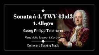 Thumbnail: 4. Allegro - Sonata à 4, TWV 43:d3 - Georg Philipp Telemann - Flute Demo and BackingTrack