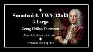 Thumbnail: 3. Largo - Sonata à 4, TWV 43:d3 - Georg Philipp Telemann - Flute Demo and BackingTrack