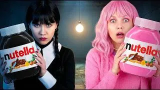 Thumbnail: PINK VS BLACK FOOD CHALLENGE! Eating Only 1 Color Challenge, Wednesday VS Enid by Gotcha! Viral