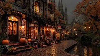 Thumbnail: Pumpkin Lanterns Glow Along the Coffeehouse Old Canal | Dark Academia Autumn Piano Music for Writing