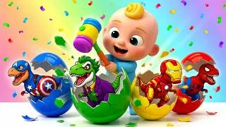 Thumbnail: Dinosaurs Surprise Eggs + more rhymes | Dinosaur Songs For Kids | Color Song for Kids