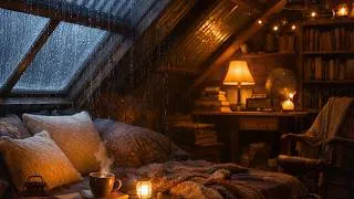 Thumbnail: Cozy Attic • Rain on a Tin Roof 🌧️ Thunderstorm for Sleep, Relaxation & Focus | Dark Screen Ambience