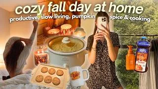 Thumbnail: COZY *early* FALL DAY AT HOME 🧸🍂 productive, slow living, pumpkin spice, comfort cooking & baking!