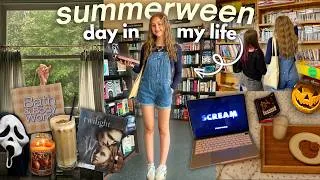 Thumbnail: SUMMERWEEN VLOG 🎃🕸️ halloween hunting, early fall shopping, spooky books, baking & cozy movie night!