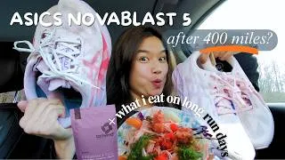 Thumbnail: ASICS Novablast 5 after 400 Miles Review + What I Eat on Long Run Days!