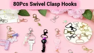 Thumbnail: 80 pcs. Swivel Clasp Hooks, 8 Colors Metal Swivel Snap Hooks Keychain 25mm, Handbag and Accessories