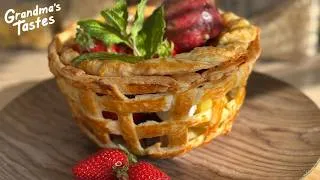 Thumbnail: Edible Puff Pastry Basket with Fresh Fruit 🍓🍏🍎