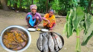 Thumbnail: 80years old grandma cooking KACHU SHAK with FISH cooking || village lifestyle || cooking and eating 