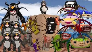 Thumbnail: All Size Tiny To Giant Gugu Gaga Penguin Rumi Car Mcqueen Huggy Wuggy Thomas Train in MAZE EP 2