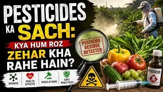 Thumbnail: Pesticides ka Sach: Kya Hum Roz Zehar Kha Rahe Hain? | Food Safety, Residue & Health Truth |