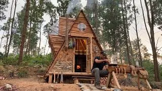 Thumbnail: Turning the Wilderness into Home 🔥 Building a Cozy Survival Cabin with Simple Bushcraft Skills