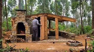 Thumbnail: Solo Bushcraft Cabin Build 🌿 Creating a Warm Rustic Log Cabin Deep in the Peaceful Forest Wilderness