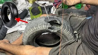 Thumbnail: Old tyre turn into new tyre in local factory | How to repair used tyre | Old tyre 🛞 restoration |