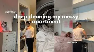 Thumbnail: deep cleaning & organizing my entire apartment 🫧 *satisfying & motivating* 🧺