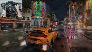 Thumbnail: GTA 5 Lamborghini Urus With ultra photorealism graphic mods RTX 4080 with steering wheel Gameplay