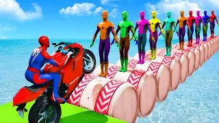Thumbnail: SPIDER-MAN against SUPERHERO Ride on Motorcycle STUNT FUNNY MOMENTS | GTA 5 Rockstar