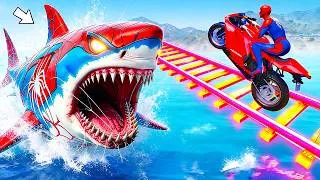 Thumbnail: SPIDER-MAN Race Supehero Motorcycle Stunt Over the Sea GTA 5 Epic Battle With Superheroes