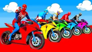 Thumbnail: الأبطال الخارقين على القضبان دوامة قمع جسر 🏍️🐱‍SPIDER MAN!on Motorcycle in Spiral Bridge Stunt R