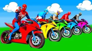 Thumbnail: الأبطال الخارقين على القضبان دوامة قمع جسر 🚴‍♂️ SPIDER MAN!on Motorcycle in Spiral Bridge Stunt