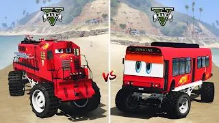 Thumbnail: GTA 5 LIGHTNING MCQUEEN MONSTER TRAIN vs MCQUEEN MONSTER TRUCK BUS