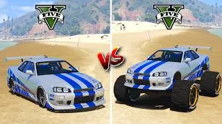 Thumbnail: GTA 5 Normal vs Monster Truck Paul Walker Nissan Skyline Car - Which is Best?