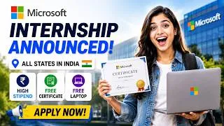 Thumbnail: Microsoft Internship 2026 Announced 🔥 | Stipend + Certificate