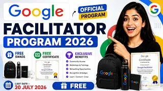 Thumbnail: 🔥 Finally Google Facilitator Registration Started 2026 | Get Google Swags + Certificate 🎁